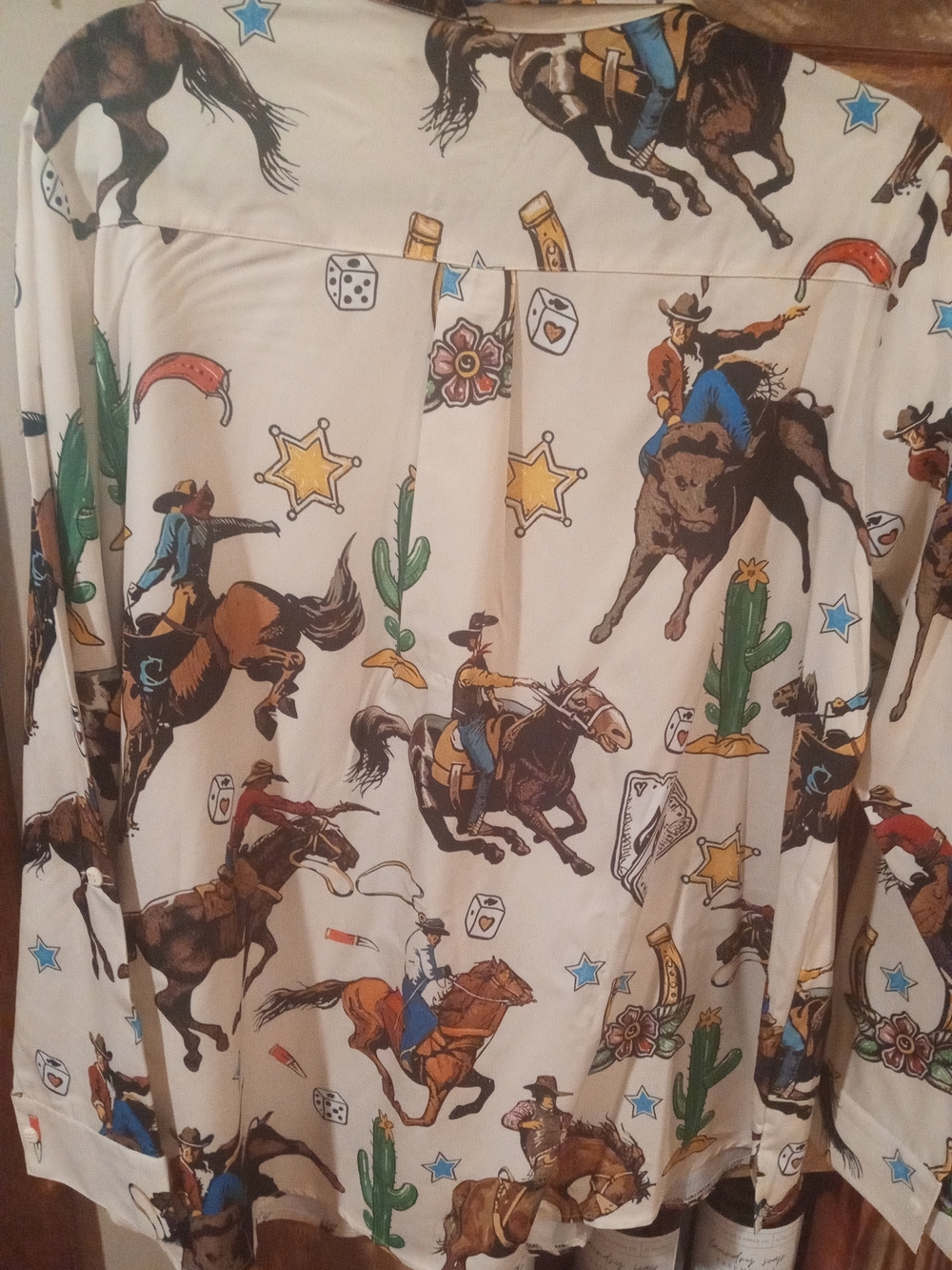 Southern Stitch Cream Western Cowboy Print Button-Down Shirt - Picture 3 of 6